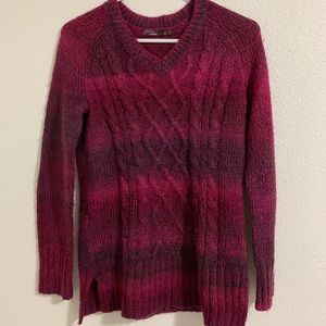 Prana Pink/Maroon Cable Knit Sweater